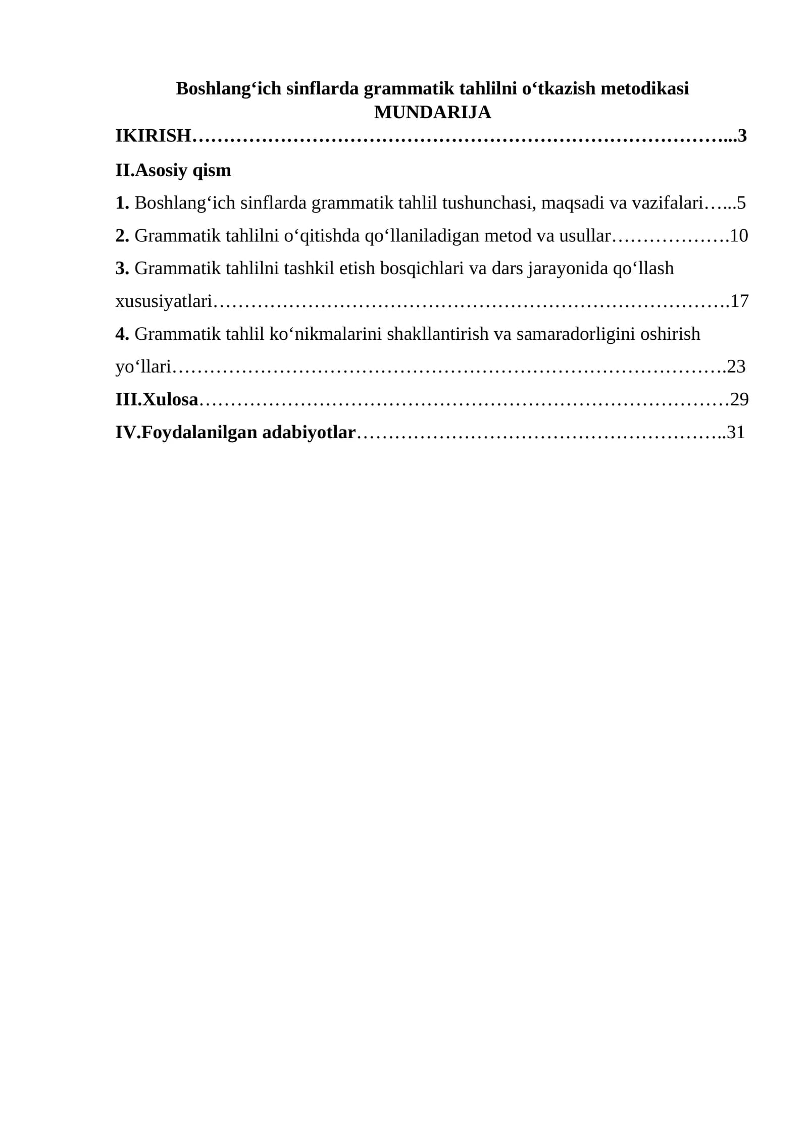 Boshlang‘ich sinflarda grammatik tahlilni o‘tkazish metodikasi