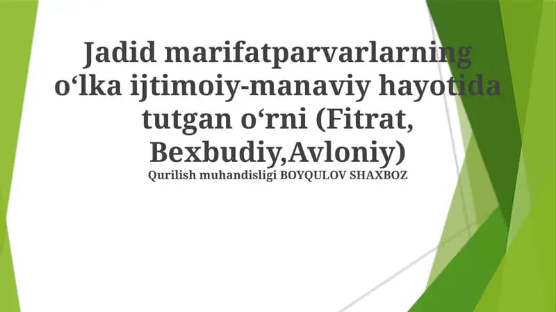 Qurilish muhandisligi BOYQULOV SHAXBOZ