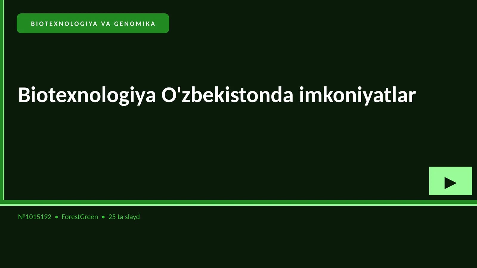 BIOTEXNOLOGIYA VA GENOMIKA