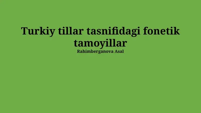 Turkik tillar tasnifidagi fonetik tamoyillar