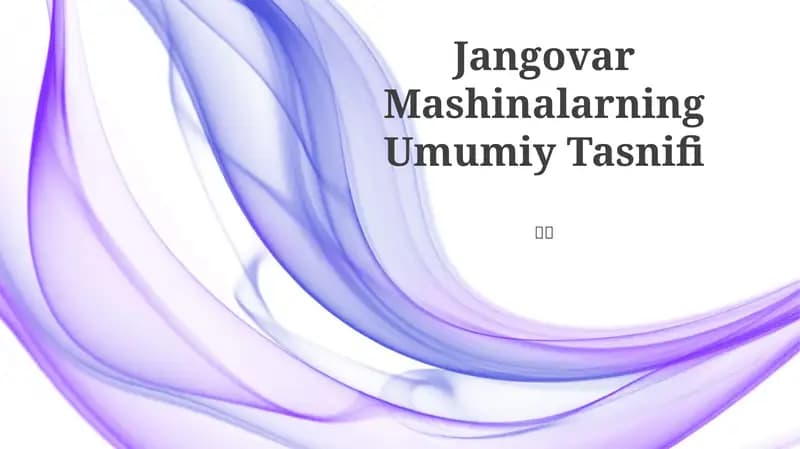 Jangovar Mashinalarning Umumiy Tasnifi