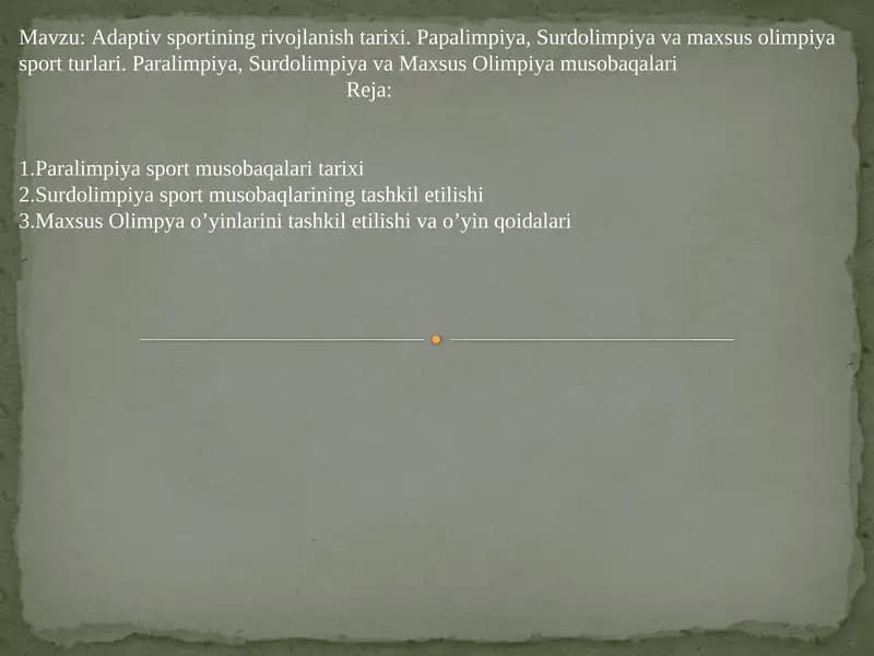 Adaptivsportining rivojlanishi tarixi