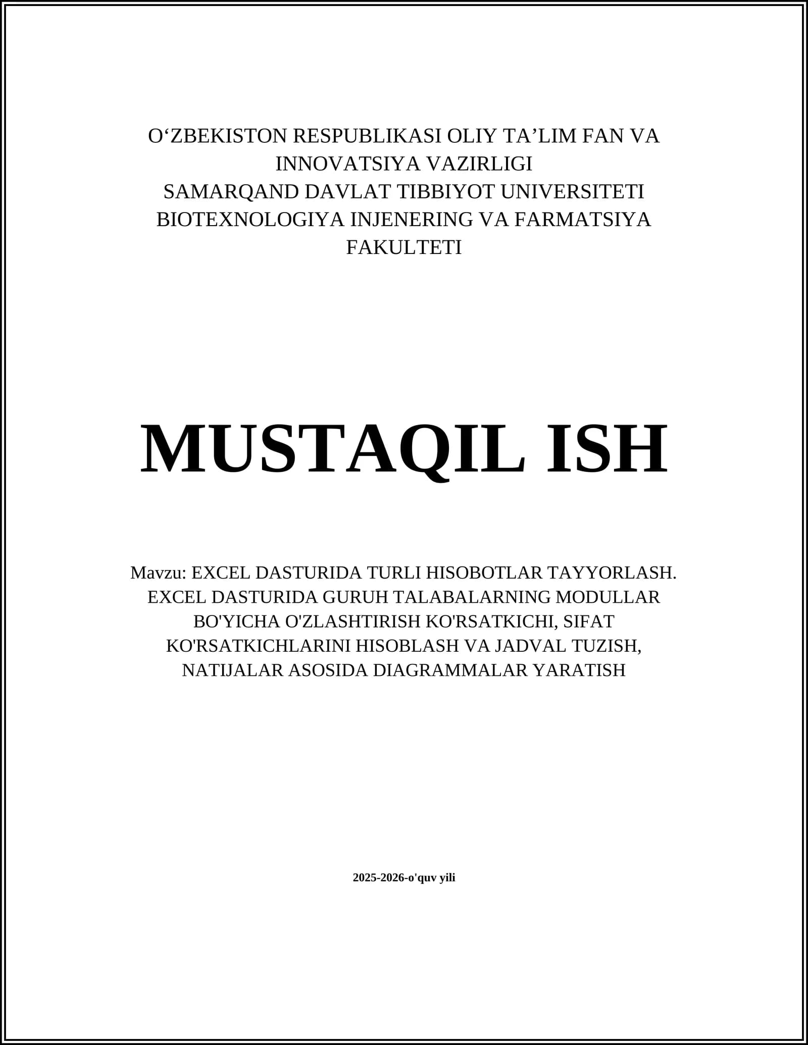 TURLI HISOBOTLAR TAYYORLASH