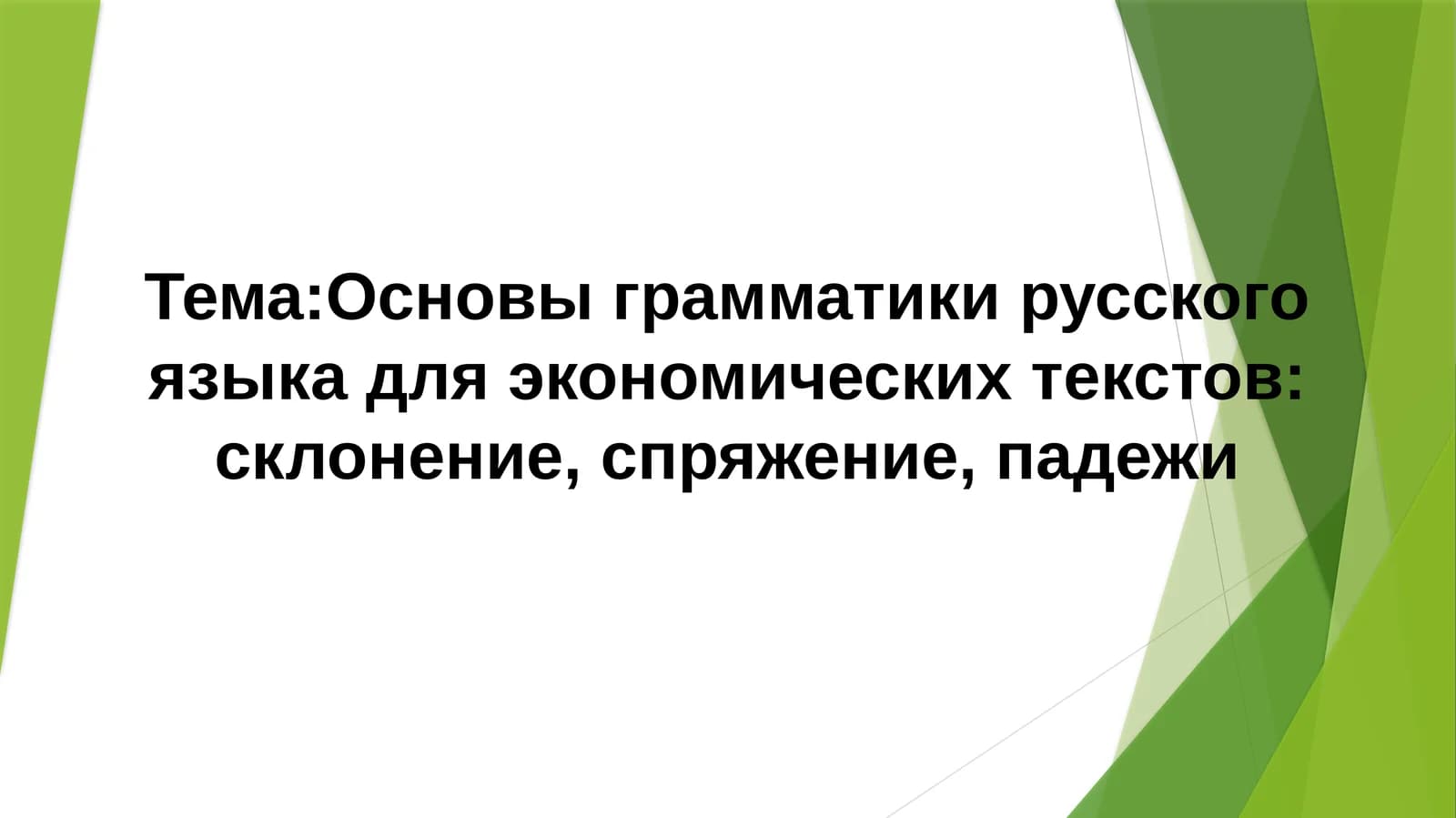 Основы грамматики русского языка для экономических текстов: склонение, спряжение, падежи