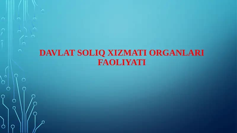 Davlat soliq xizmati organlari faoliyati
