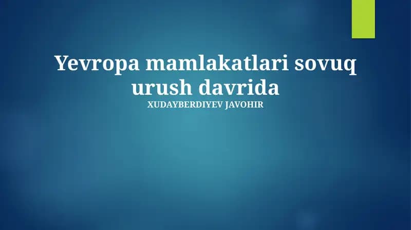 Sovuq Urush davridagi Yevropa mamlakatlari