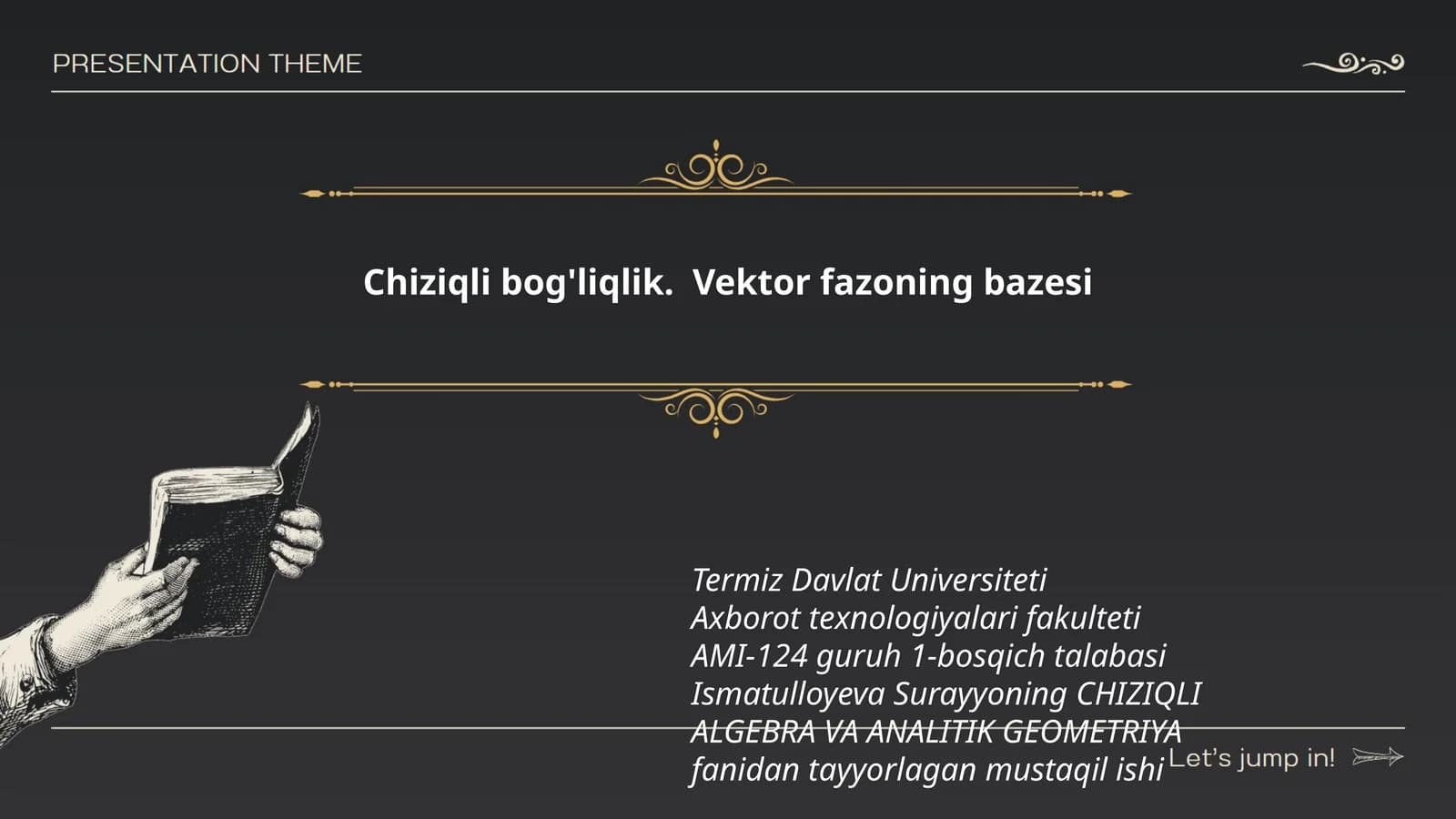 Chiziqli bog'liqlik. Vektor fazoning bazesi