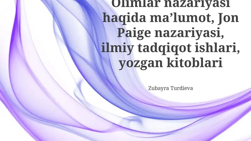 Oligomerlar nazariyasi haqida umumiy ma'lumot