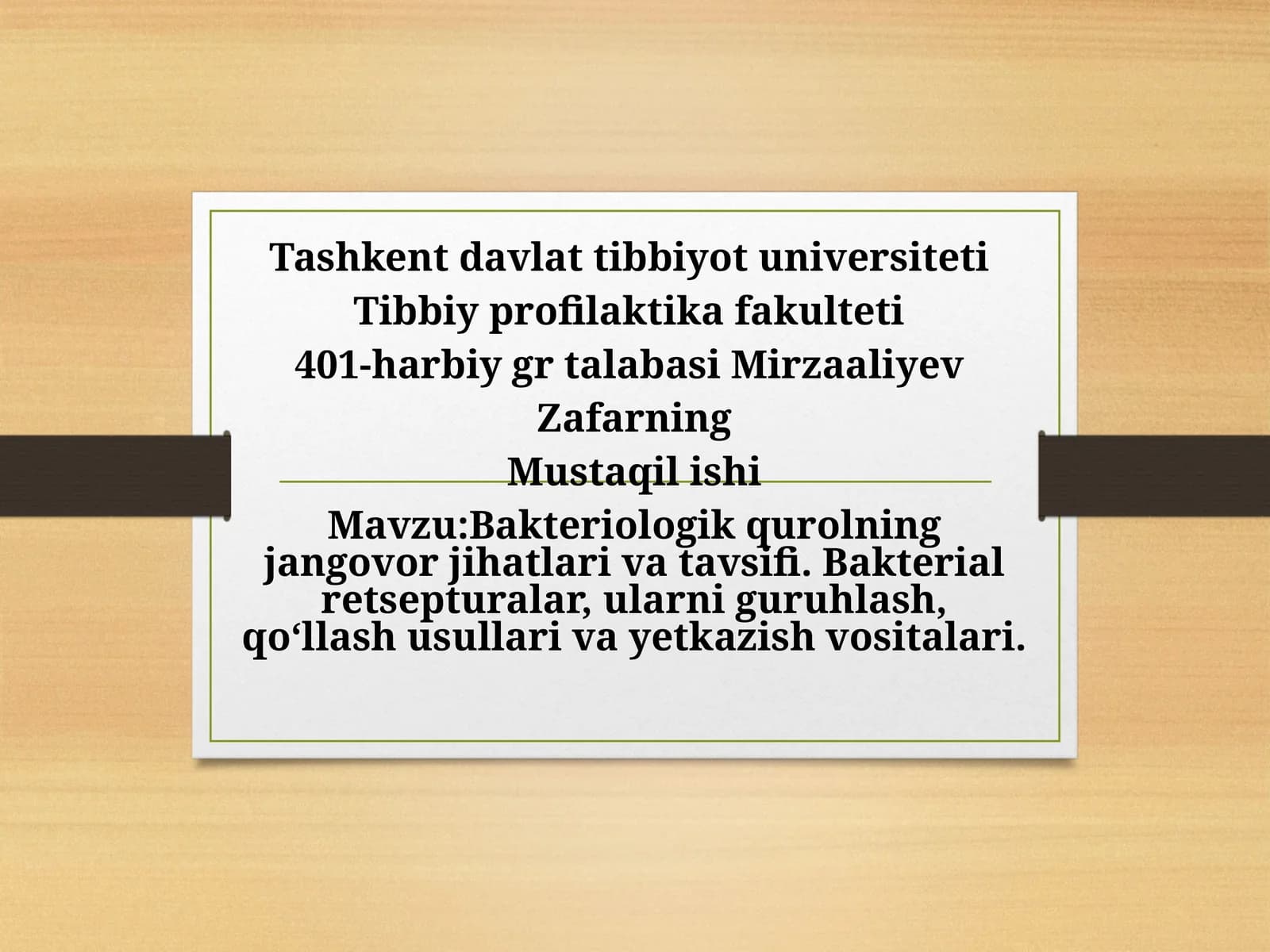 Bakteriologik qurolning jangovor jihatlari va tavsifi