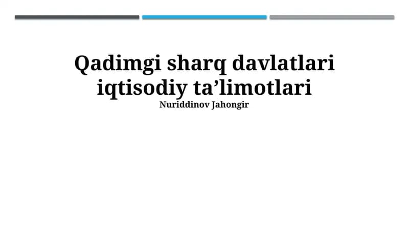 Qadimgi sharq davlatlari iqtisodiy taʼlimotlari