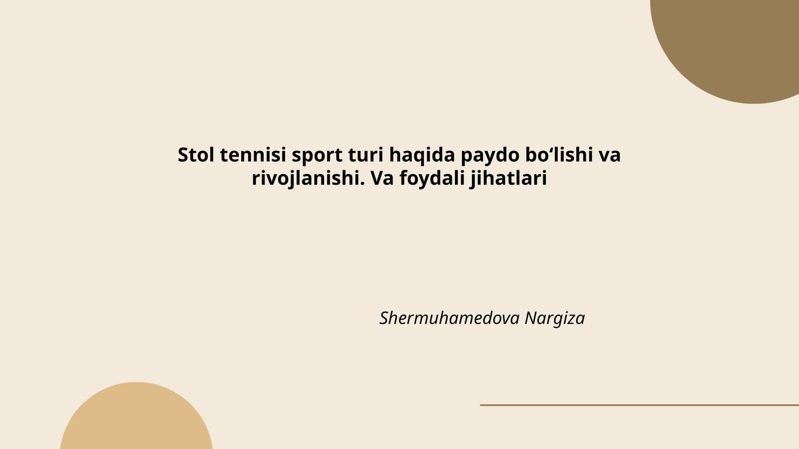 Stol tennisi sport turi haqida paydo bo‘lishi va rivojlanishi