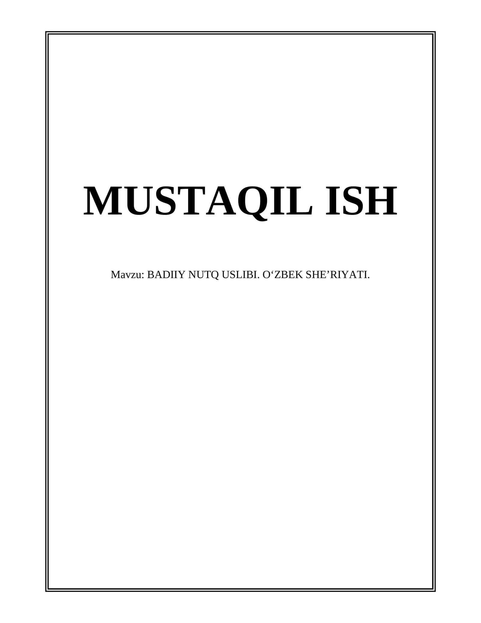 BADIIY NUTQ USLIBI. OʻZBEK SHEʼRIYATI