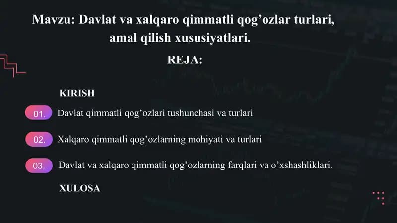 Qimmatli qog‘ozlar turlari va xususiyatlari
