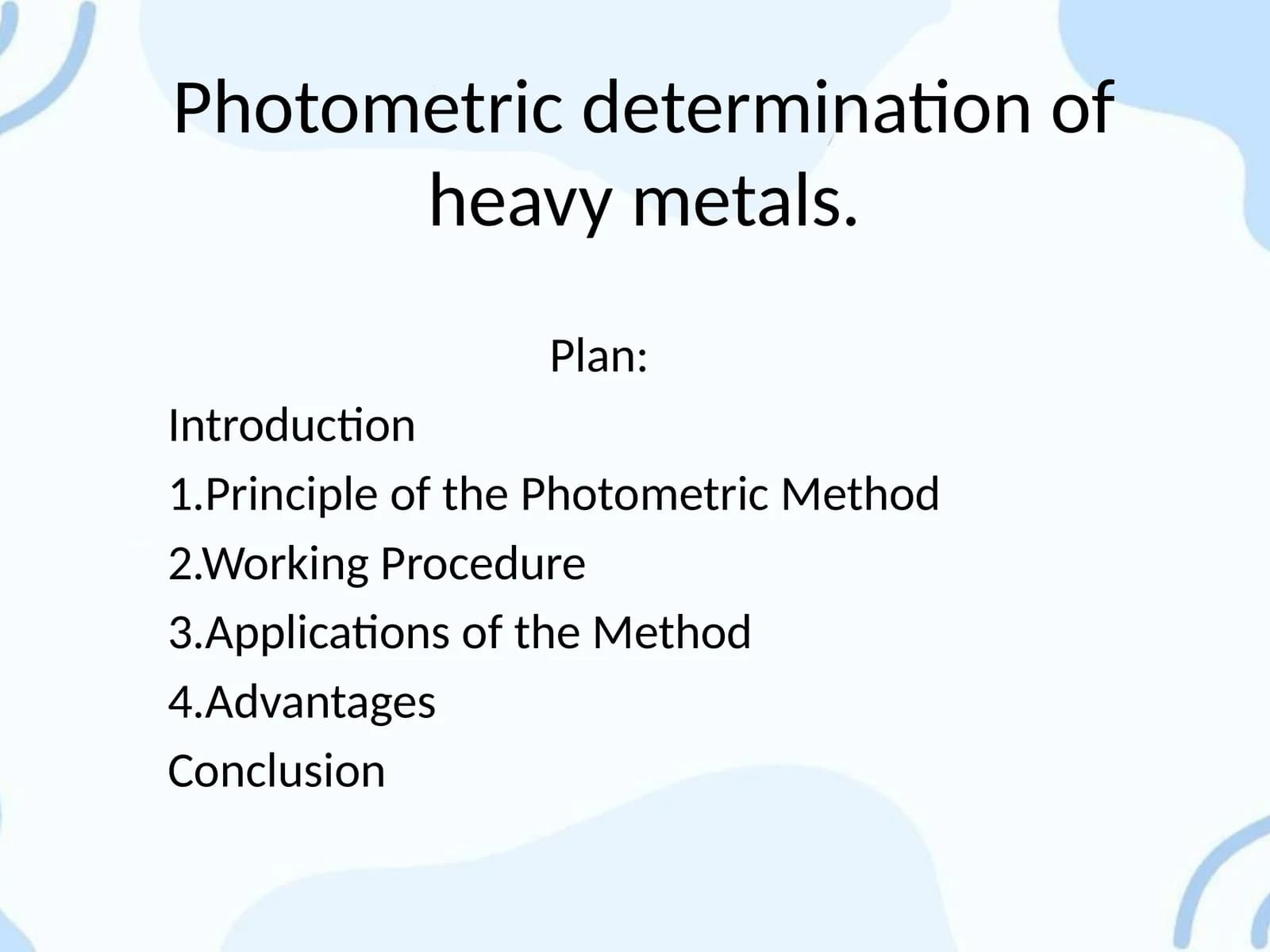 Photometric determination of heavy metals