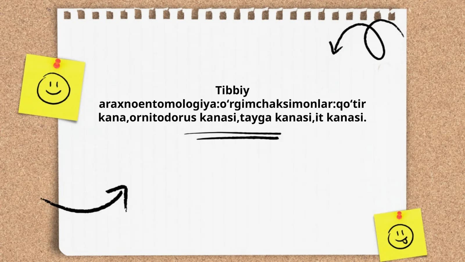 Tibbiy araxnoentomologiya:oʻrgimchaksimonlar:qoʻtir kana,ornitodorus kanasi,tayga kanasi,it kanasi