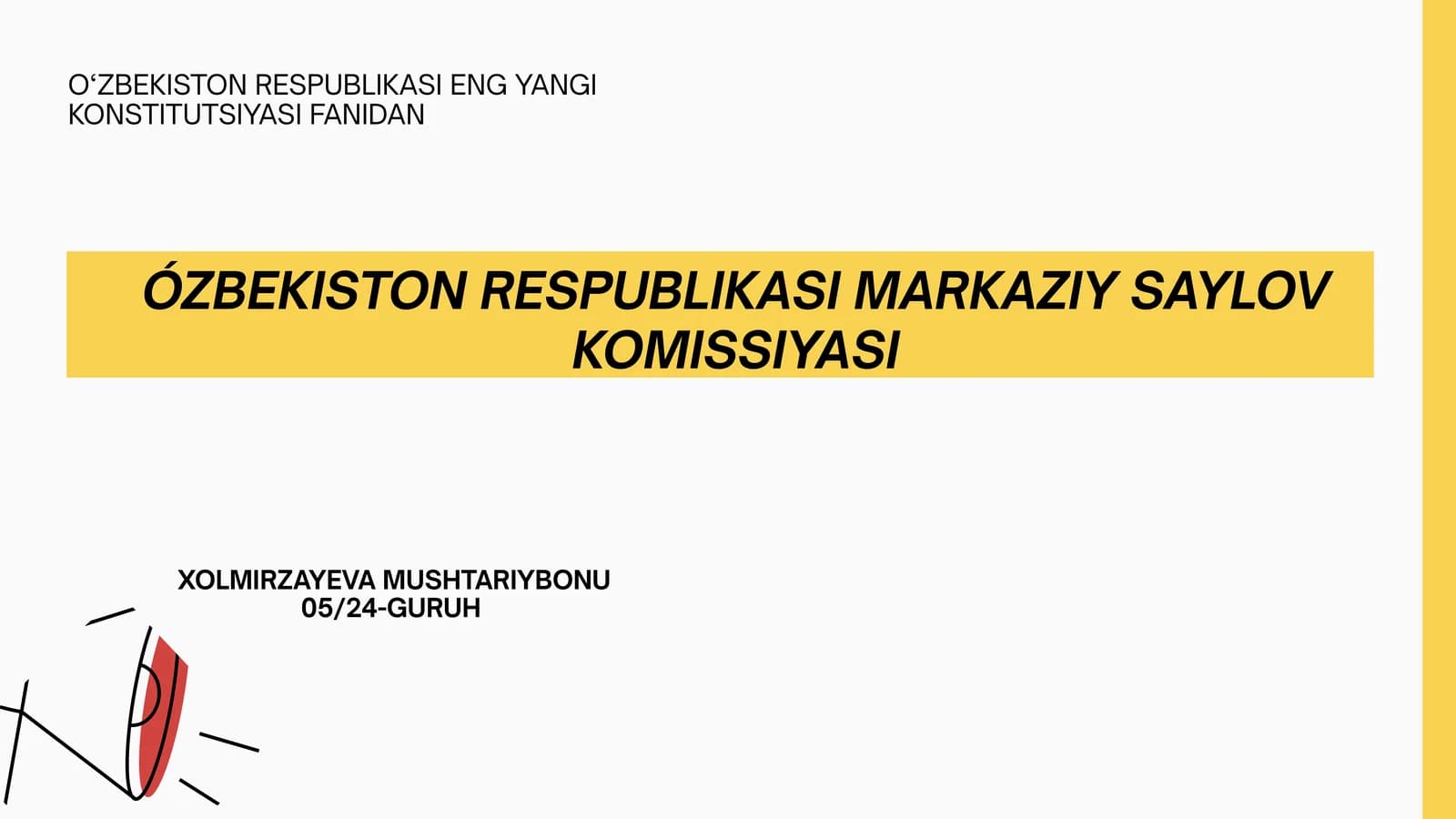 O'zbekiston Respublikasi Eng Yangi Konstitutsiyasi Fanidan