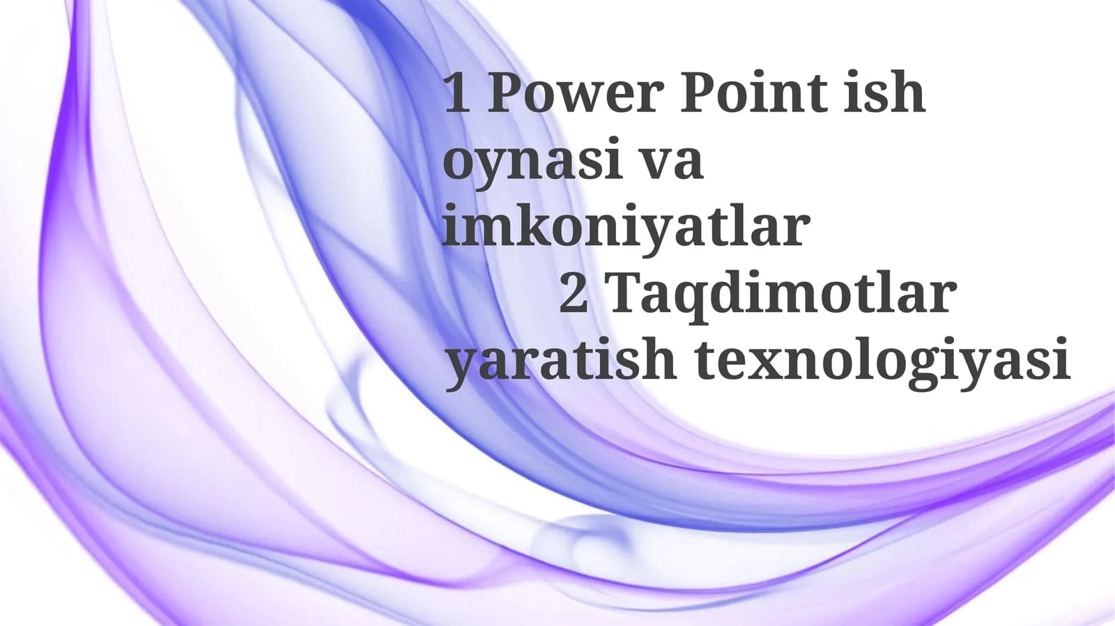 Power Point ishoynasivai mkoniyatlar