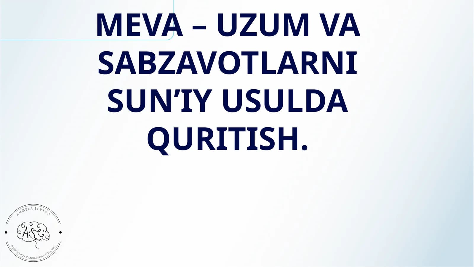 MEVA – UZUM VA SABZAVOTLARNI SUN’IY USULDA QURITISH