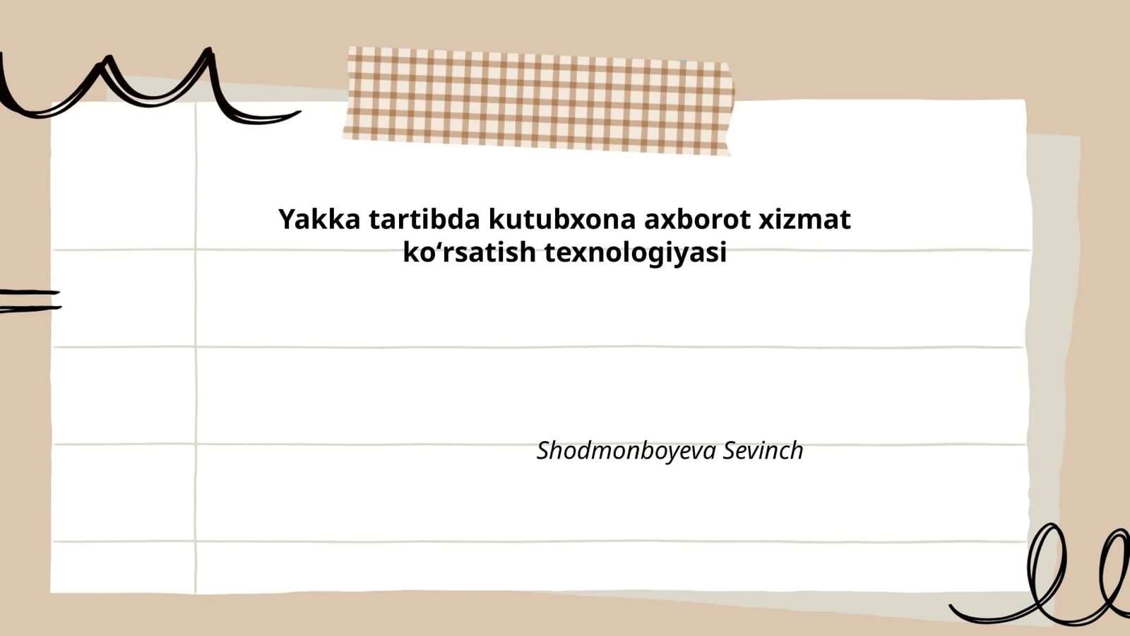Yakka tartibda kutubxona axborot xizmat koʻrsatish texnologiyasi