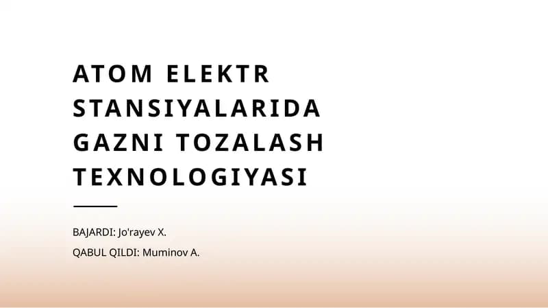 Gazni Tozalash Texnologiyasi