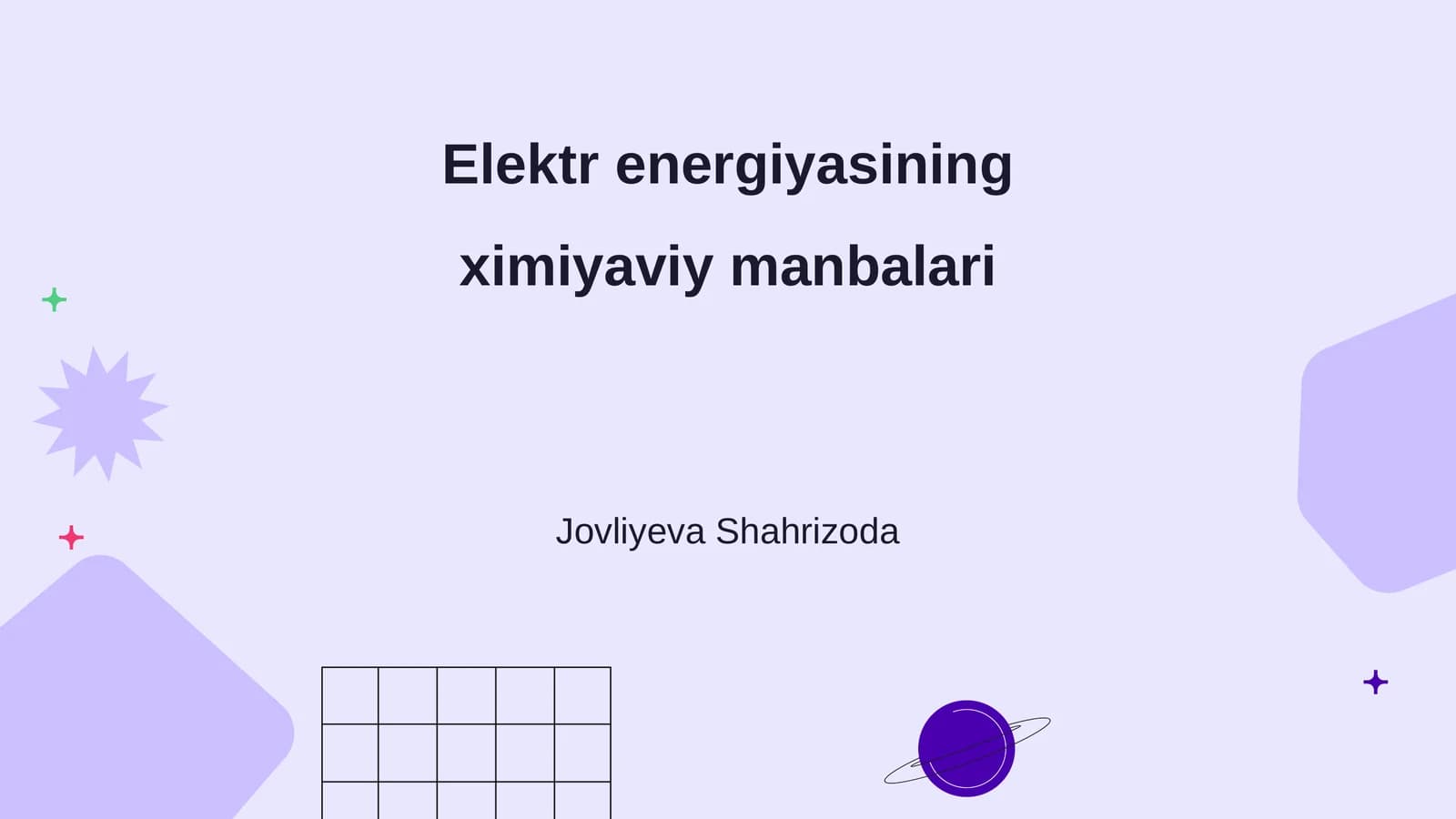 Elektr energiyasining ximiyaviy manbalari