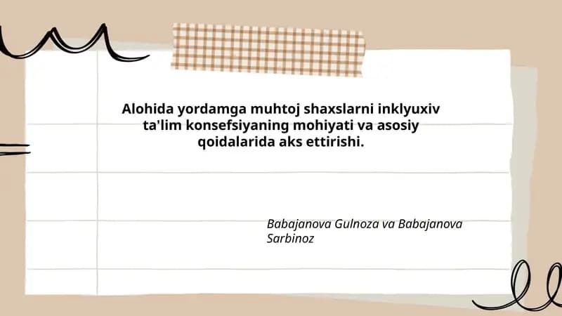 Inklyuziv Ta'lim Konsefsiyasi