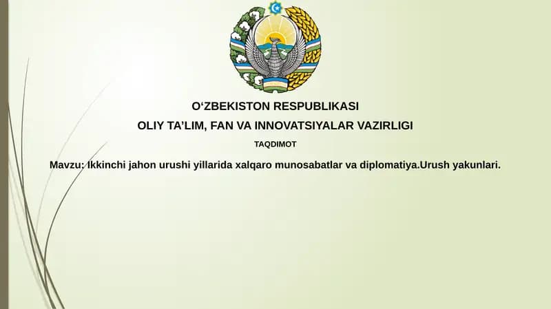 Ikkinchi Jahon urushidagi diplomatiya va xalqaro munosabatlar