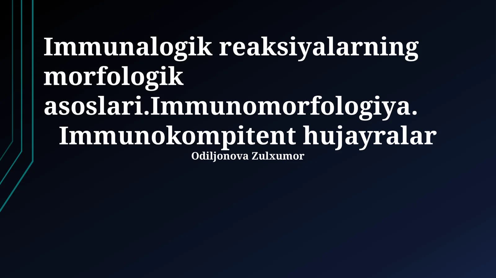 Immunologik Reaksiyalarning Morfologik Asoslari