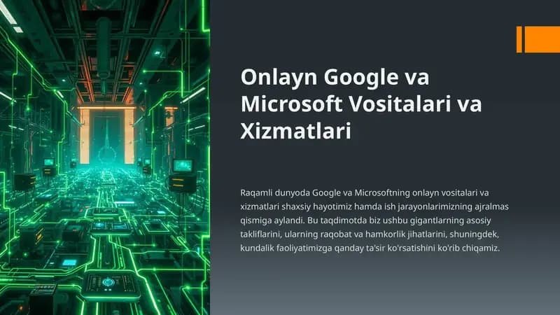 Google va Microsoft Vositalari va Xizmatlari