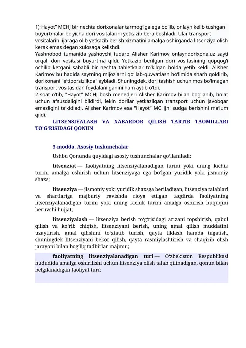 Biznes huquqidan amaliy kazuslar to'plami va ularga yechimlar 2-qism