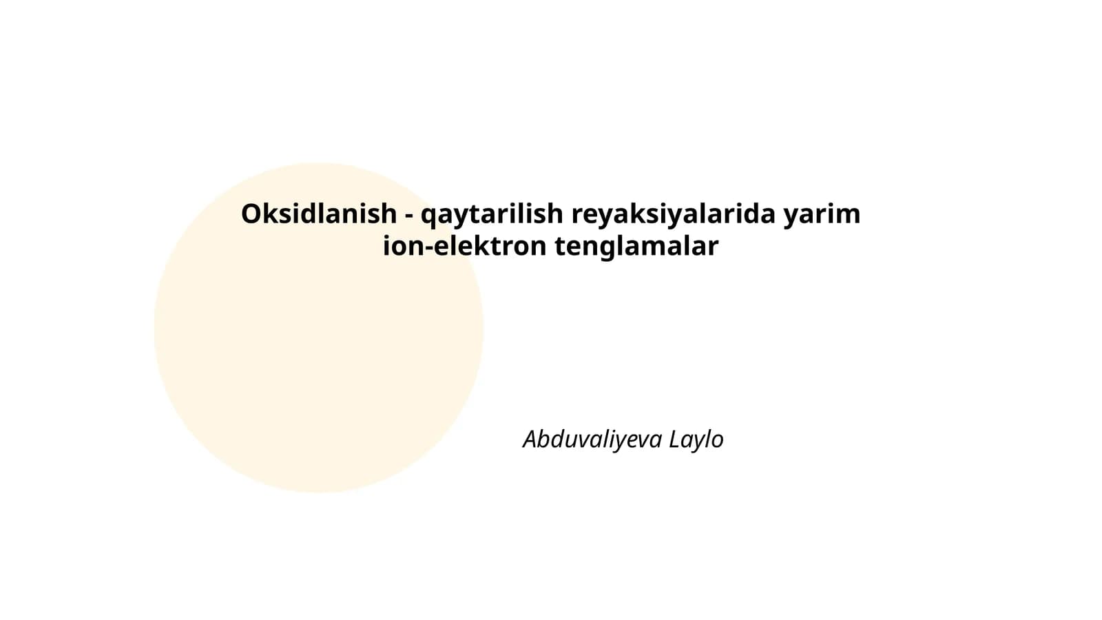 Oksidlanish - qaytarilish reyaksiyalarida yarim ion-elektron tenglamalar