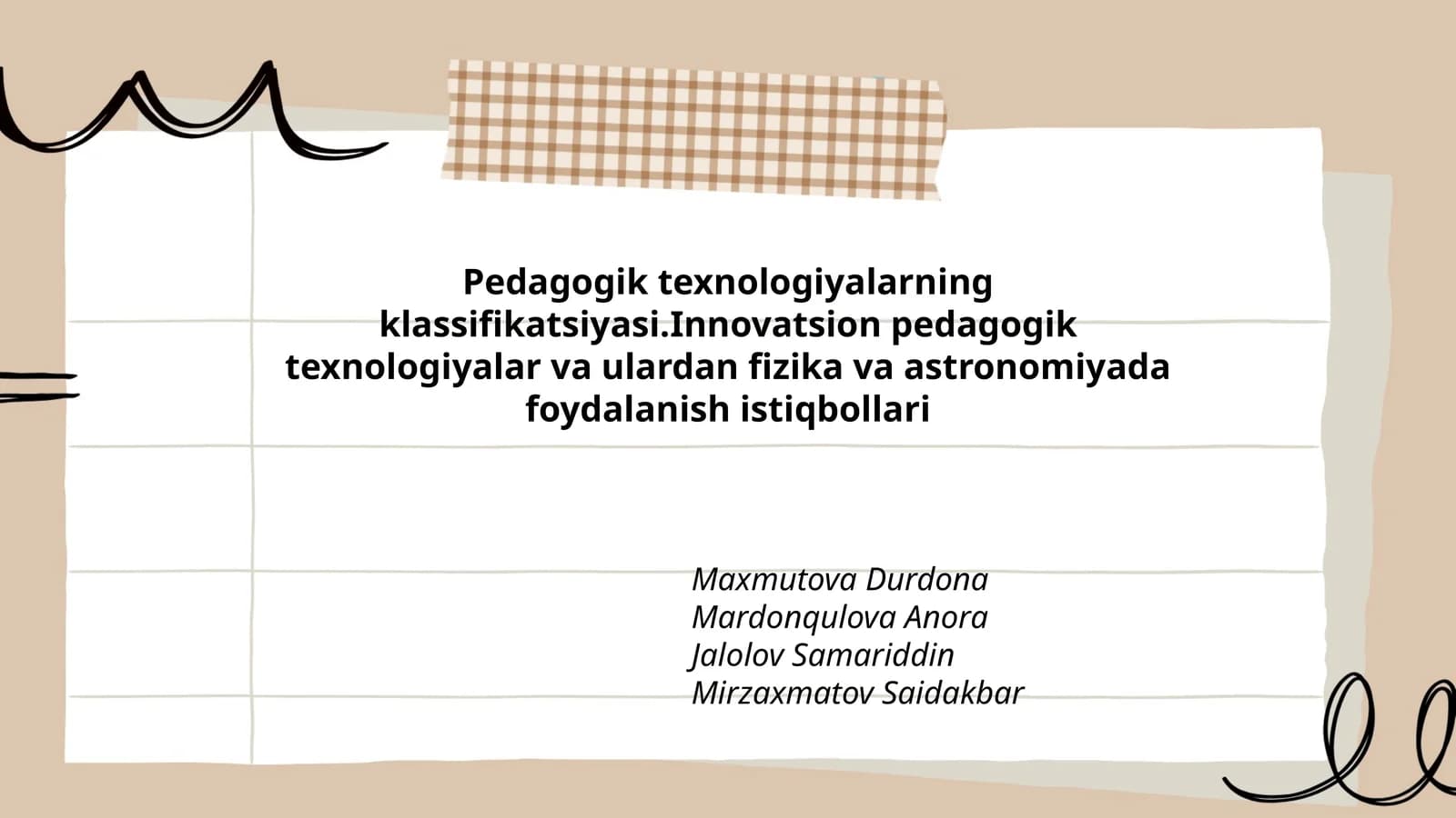 Pedagogik texnologiyalarning klassifikatsiyasi