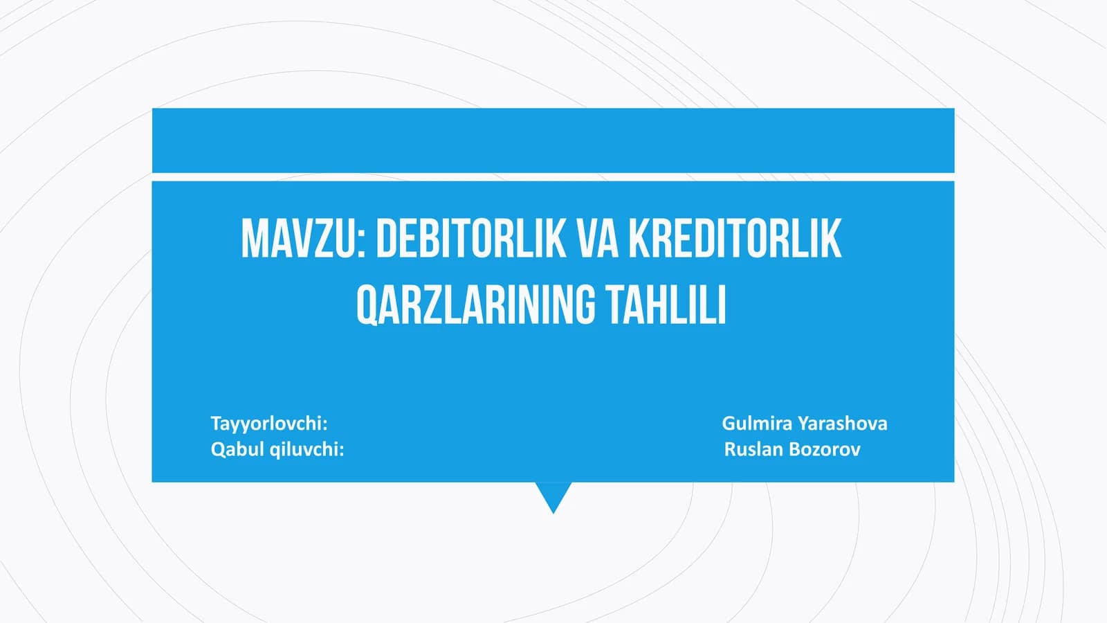 Debitorlik va kreditorlik qarzlarining tahlili