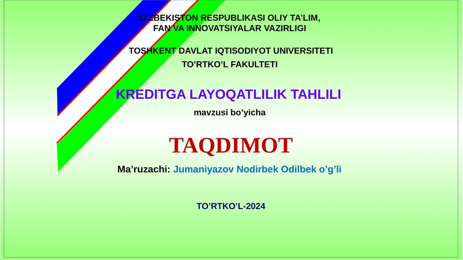 KREDITGA LAYOQATLILIK TAHLILI