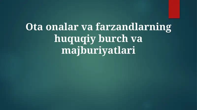Ota-onalik huquq va majburiyatlari