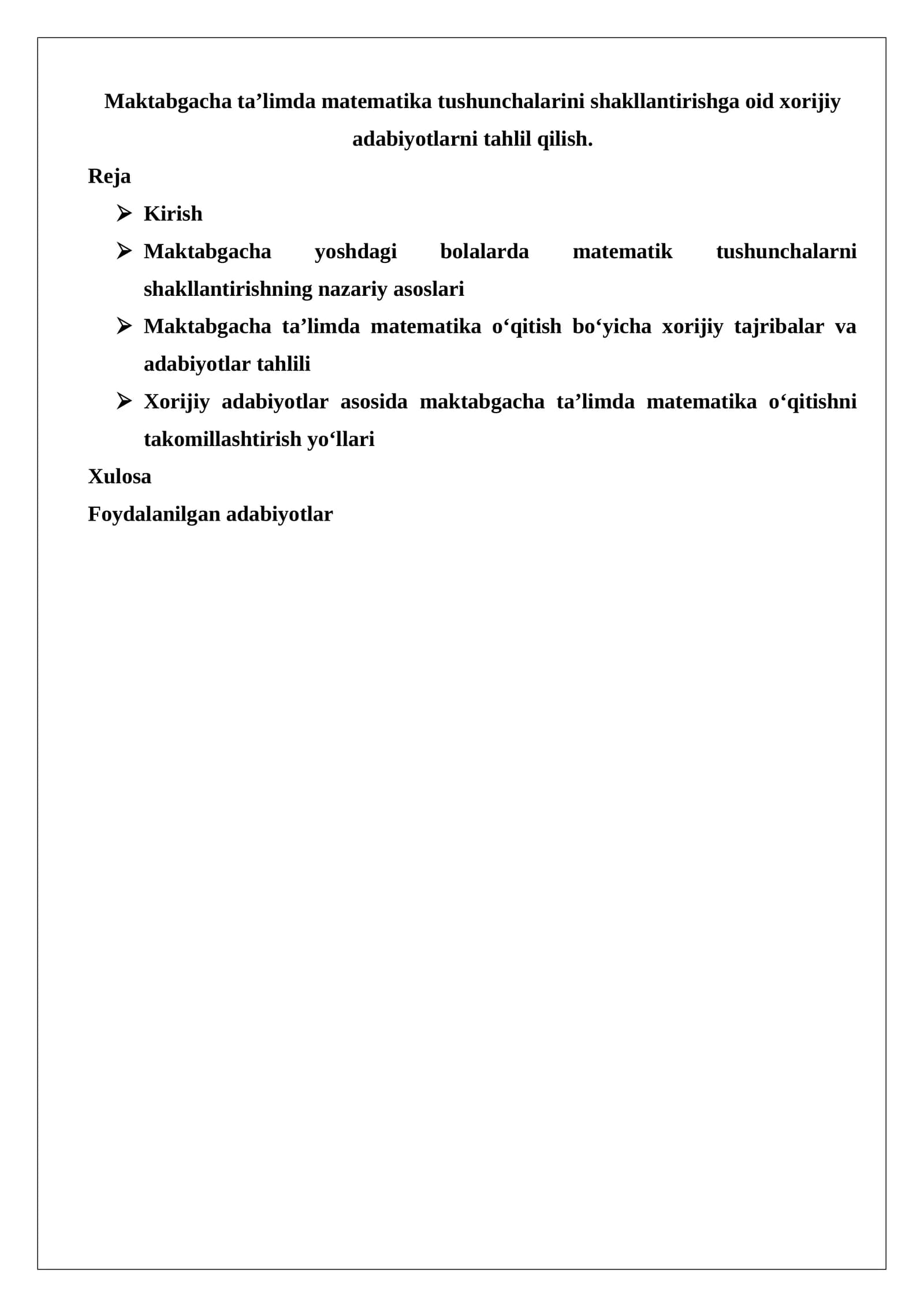 Matematika tushunchalarini shakllantirish