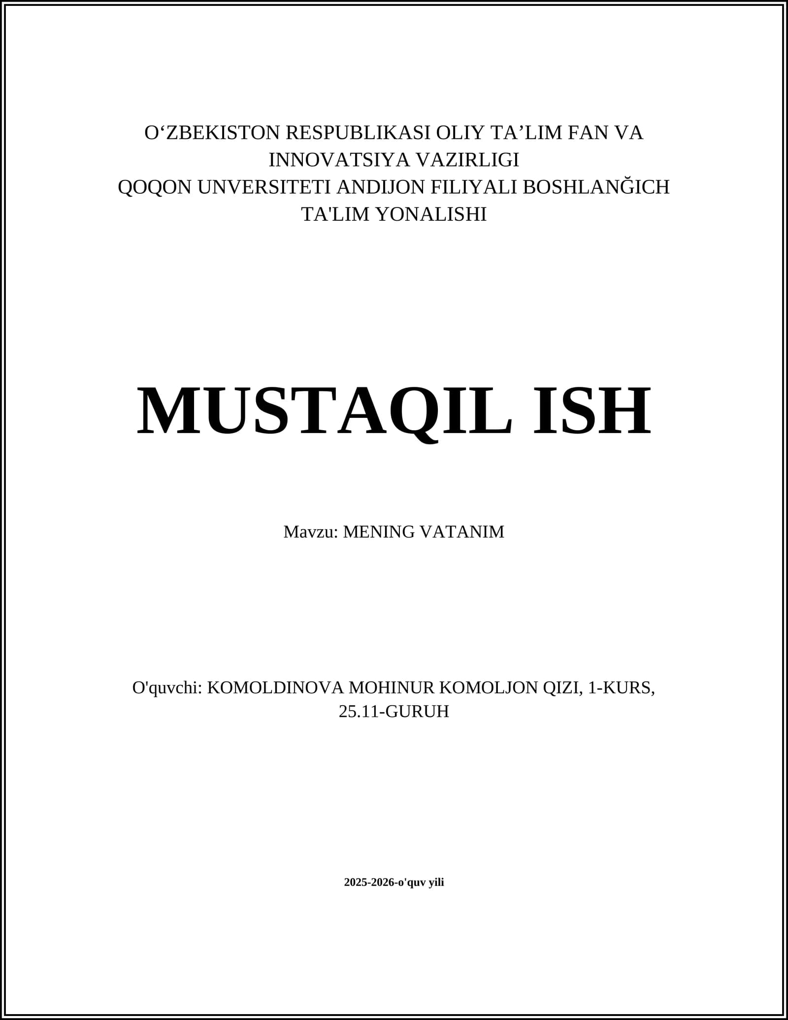 MENING VATANIM