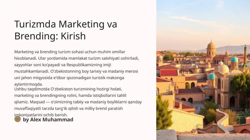 Turizmda marketing va brending: Kirish