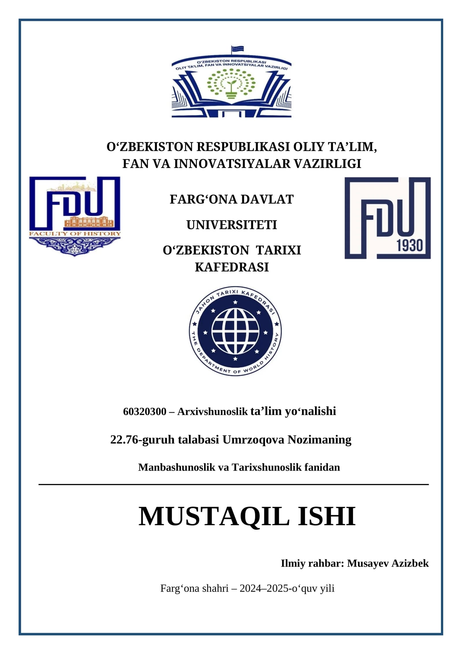 MUSTAQIL ISHI - Gerodot va uning “Tarix” asari haqida