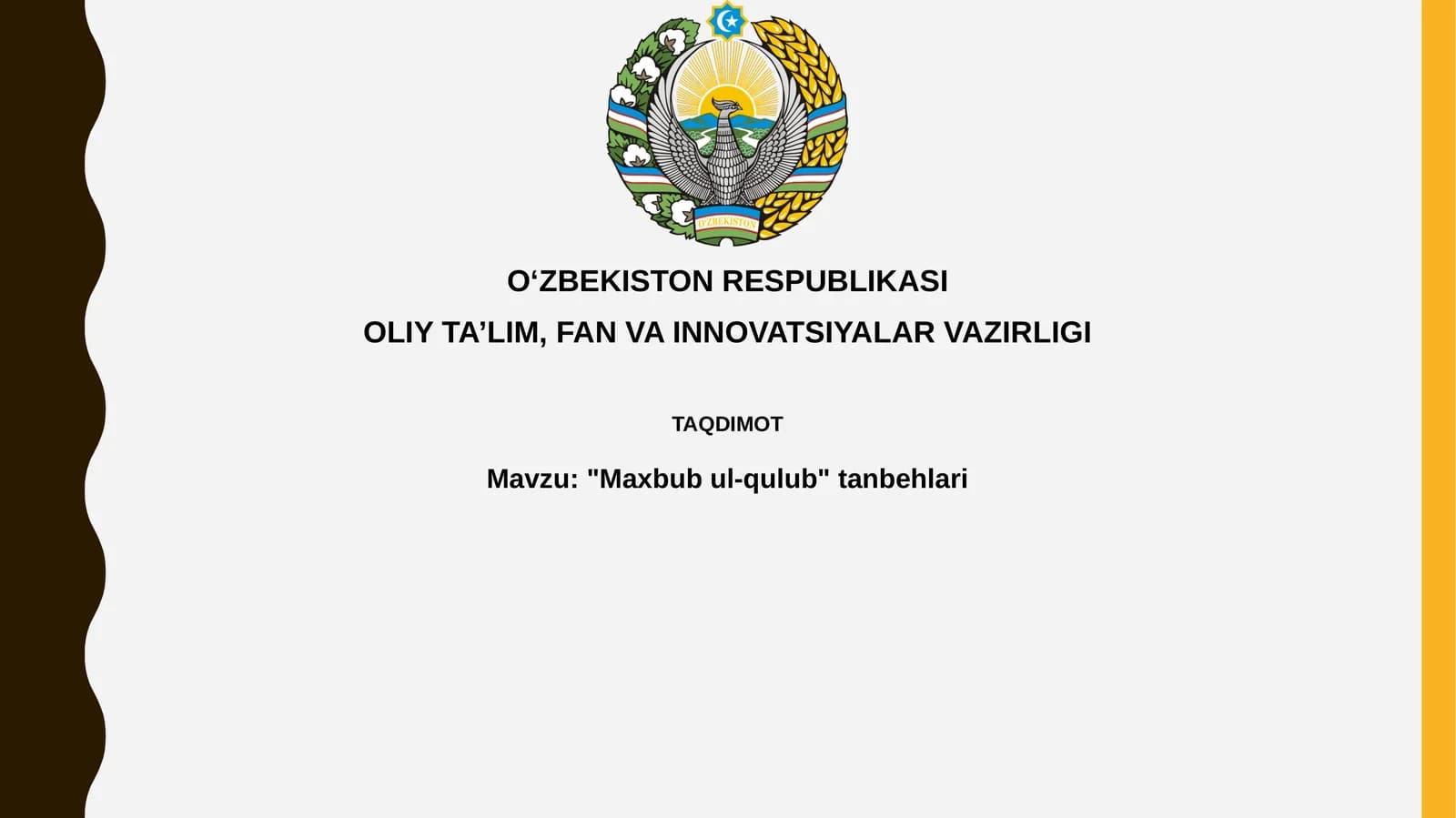 "Maxbubul-qulub" tanbehlari