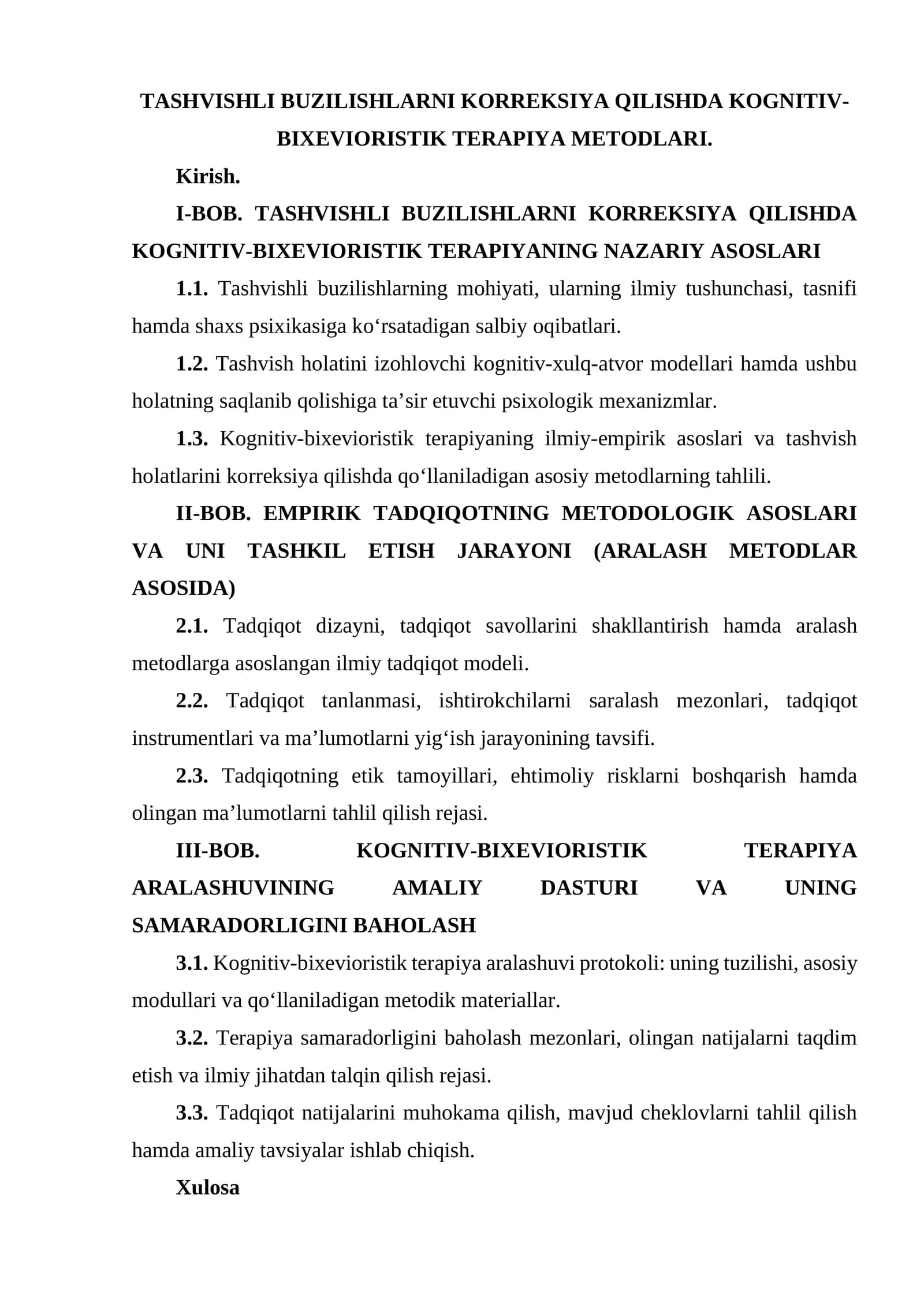 TASHVISHLI BUZILISHLARNI KORREKSIYA QILISHDA KOGNITIV-BIXEVIORISTIK TERAPIYA METODLARI.docx