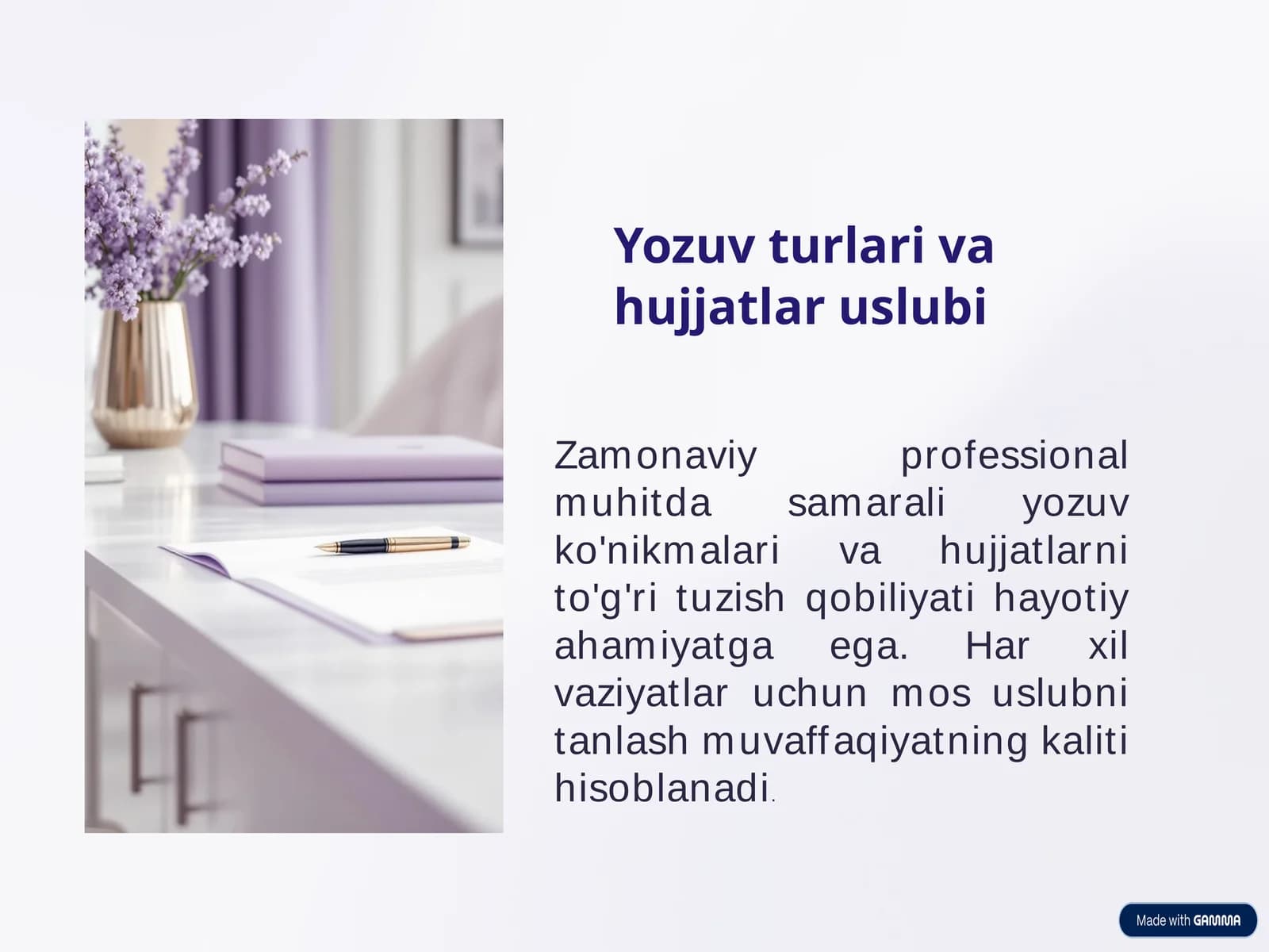 Yozuv turlari va hujjatlar uslubi