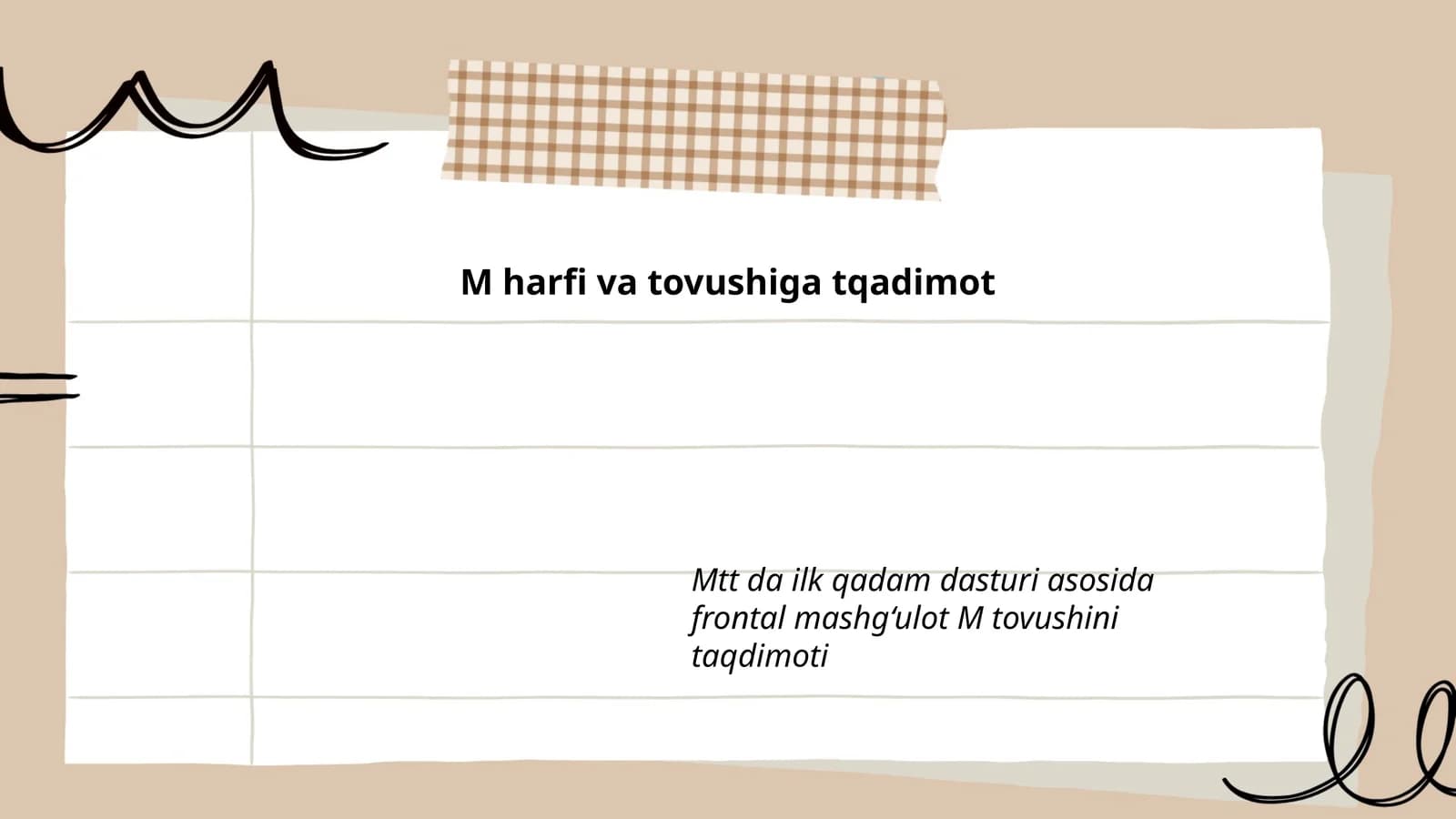 M harfi va tovushiga tqadimot