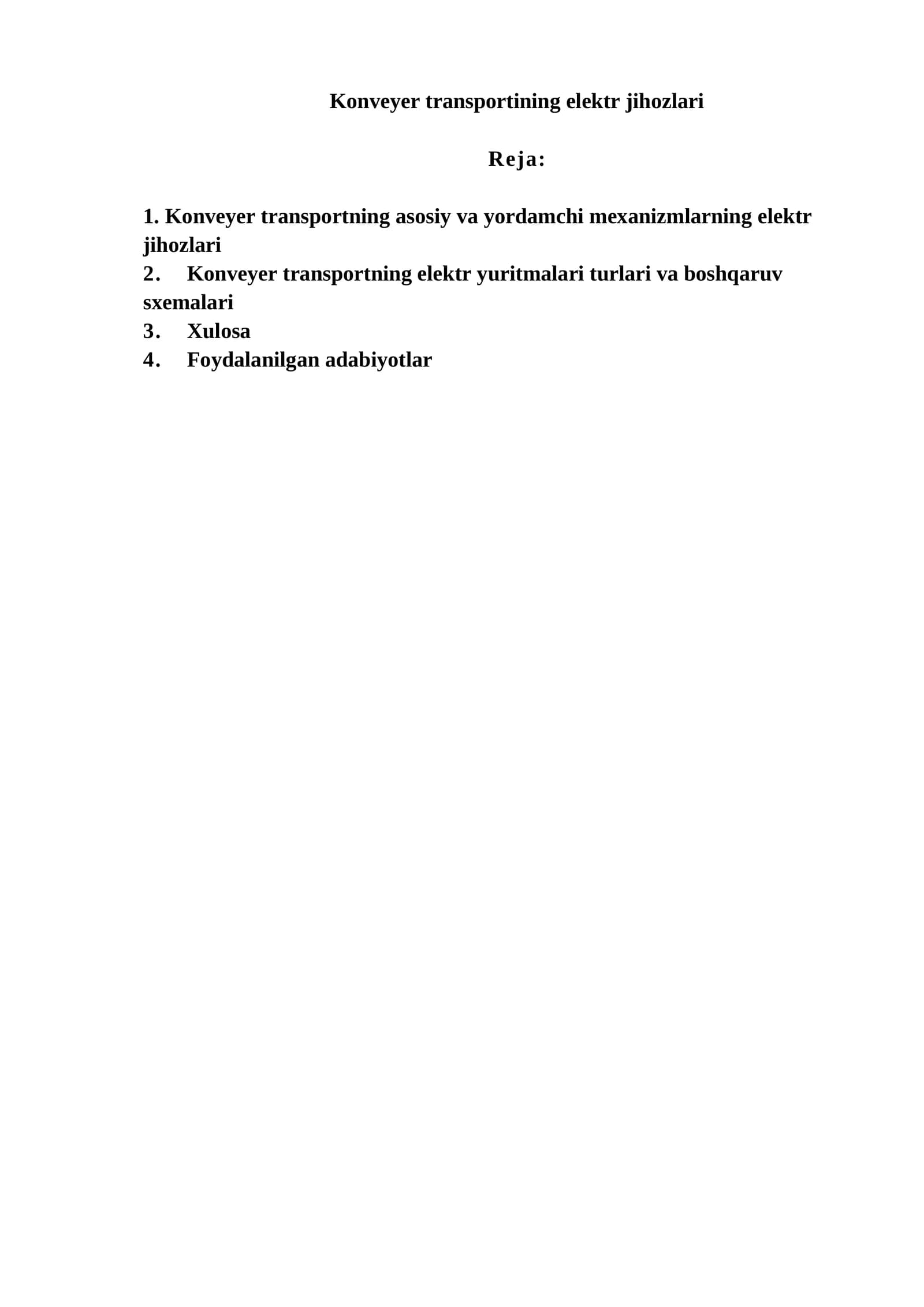 Konveyer transportining elektr jihozlari