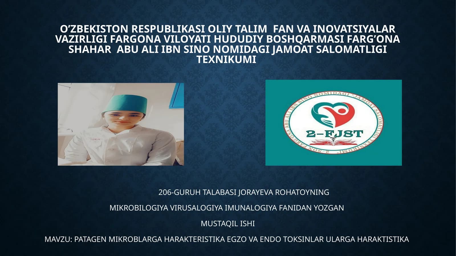 PATAGEN MIKROBLARGA HARAKTERISTIKA EGZO VA ENDO TOKSINLAR ULARGA HARAKTISTIKA