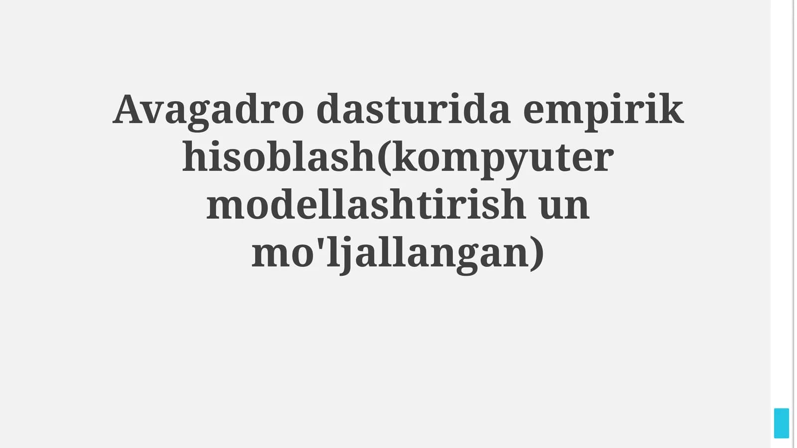 Avogadro dasturida empirik hisob-kitoblar