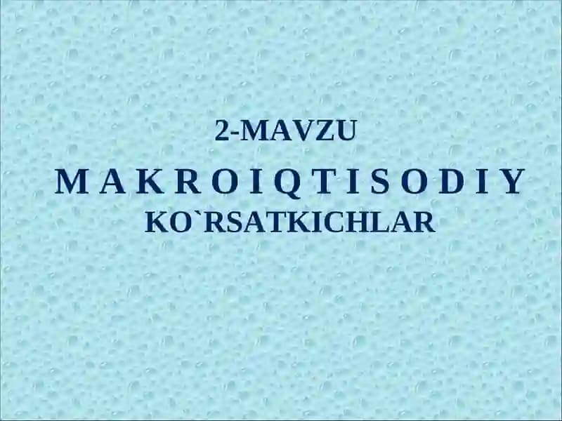 Mamlakat iqtisodiyoti rivojlanishi