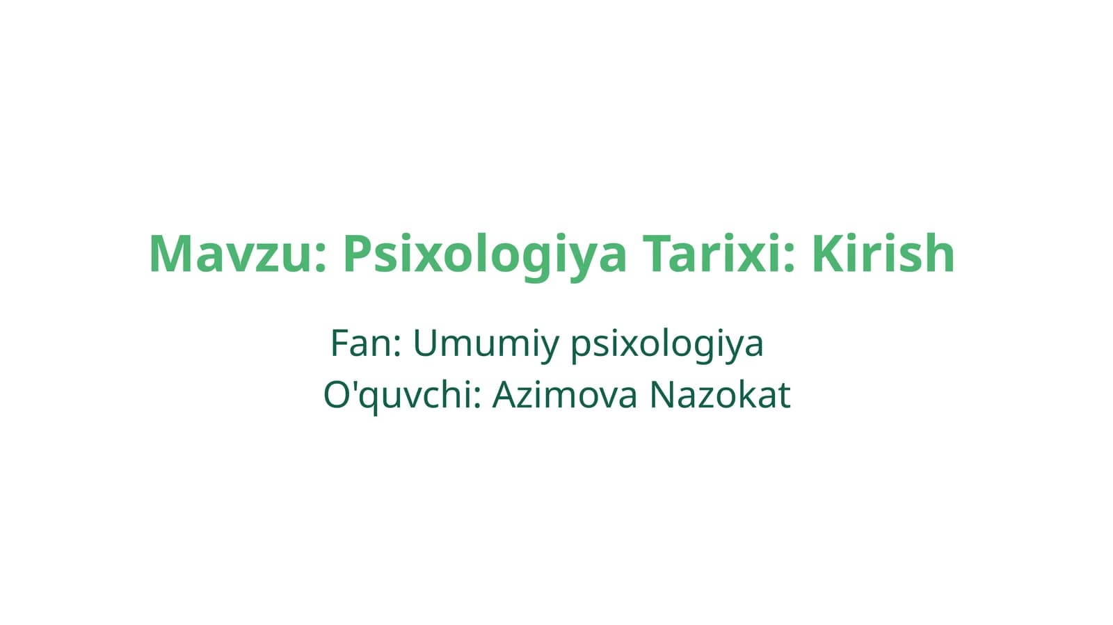 Psixologiya Tarixi: Kirish