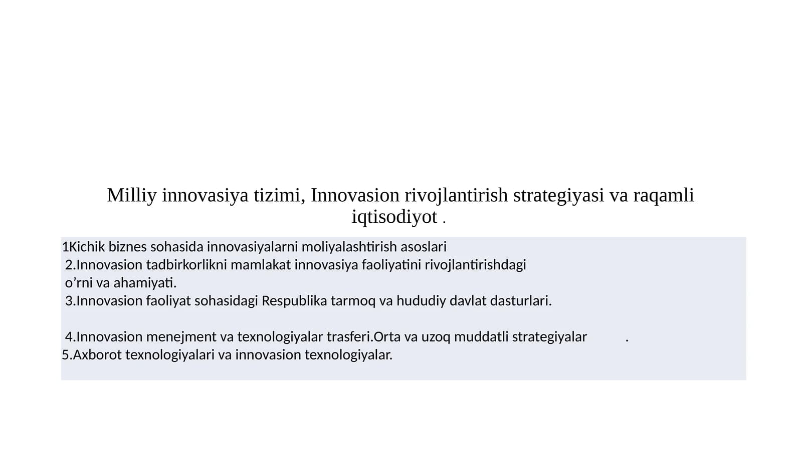 Innovasion rivojlantirish strategiyasi va raqamli iqtisodiyot