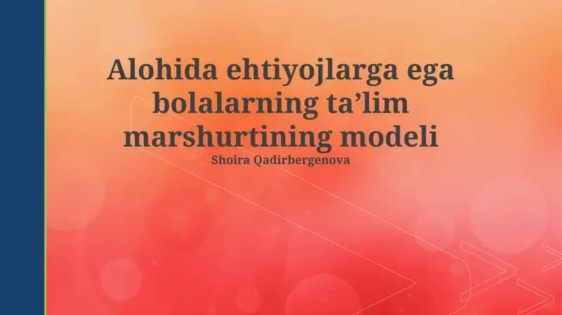 Maxsus ehtiyojlarga ega bolalarning taʼlim marshurtining modeli